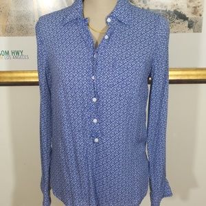 Dalia Collection Blue Pattern blouse . Size S